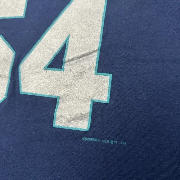 vintage 90 Seattle mariners t-shirt size medium #54 Johnson baseball tee starter - Picture 10 of 12